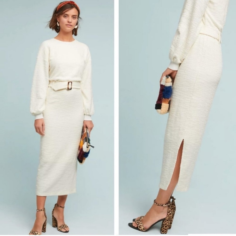 Anthropologie Dolan size S cream/white textured sweater dress